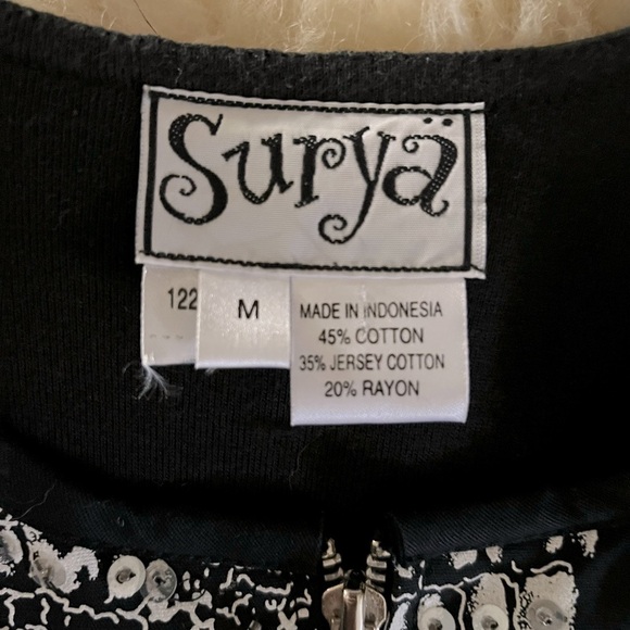 Surya Black/ White Suit Vest with Sequins Zippered Cropped - Picture 5 of 5